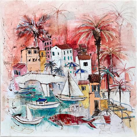 Peinture Riviera par Colombo Cécile Carré d artistes