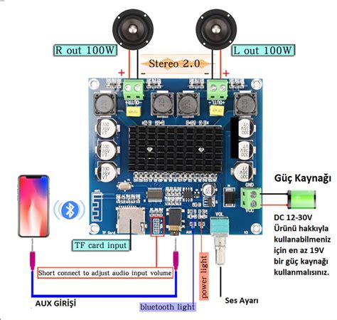 X W Bluetooth Amfi Devresi Tda Tf Kart Xh A