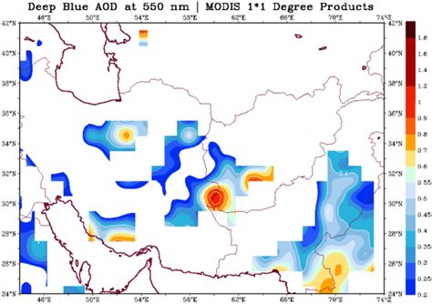 Simulated Modis Aod At 550 Nm Over The Sistan During The Study Period