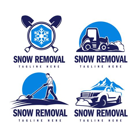 Set Of Snow Removal Logo Design Snow Plowing Logo Illustration