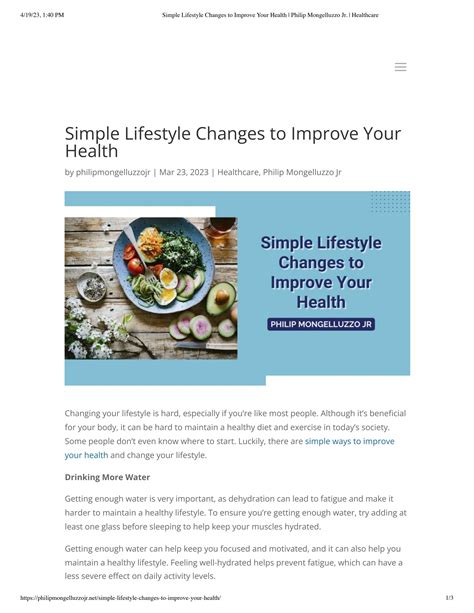 Philip Mongelluzzo Jr Shares Simple Lifestyle Changes To Improve Your