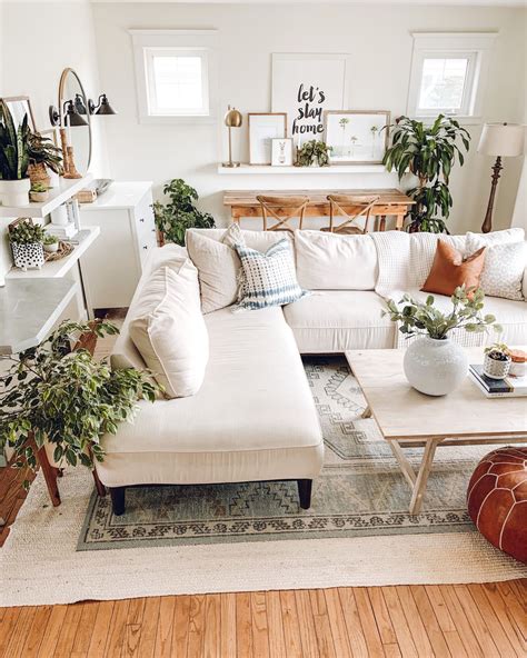 Shop Our Boho Living Room With White Sectional In Boho Living