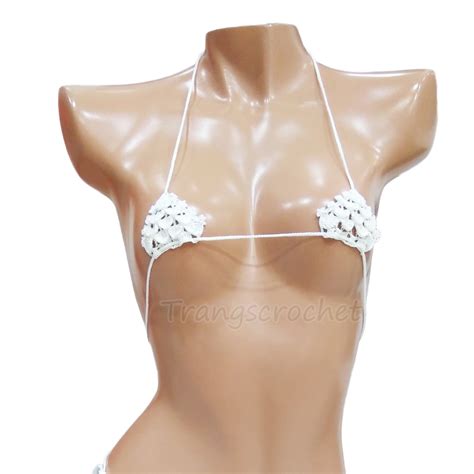 Crochet Extreme Micro Bikini Top Fish Scale Etsy