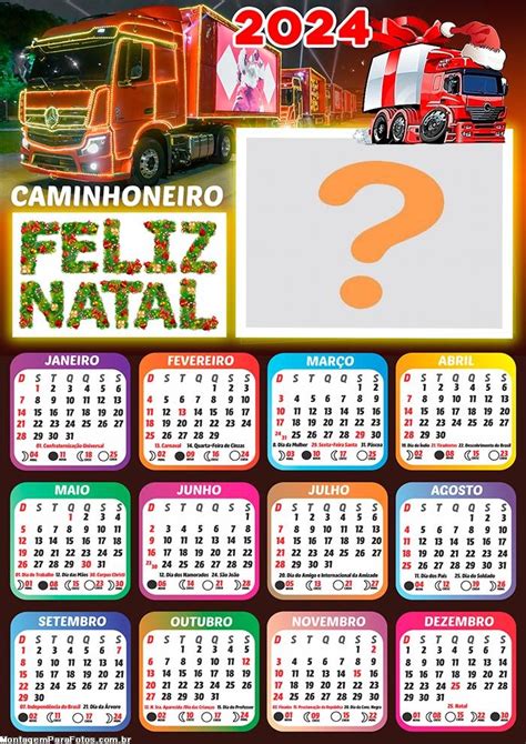 Colagem De Foto Online Calendário 2024 Feliz Natal Caminhoneiro