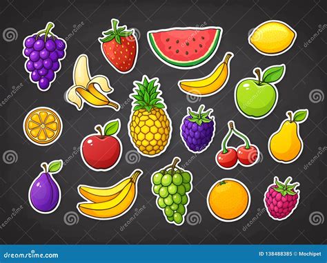 Sistema Del Ejemplo Del Vector De Frutas Del Verano Fresa Cereza