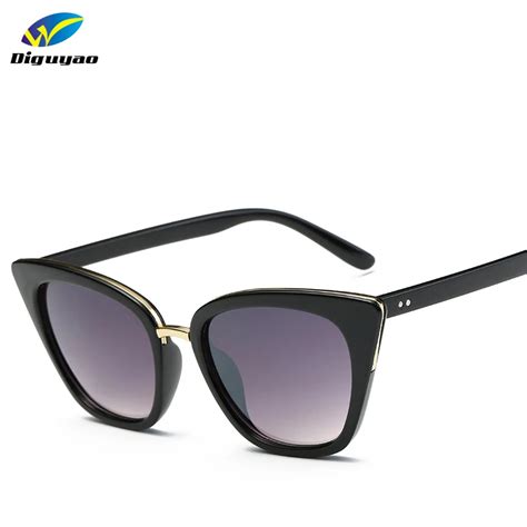 Diguyao Fashion Women Sunglasses Cat Mirror Glasses Metal Cat Eye