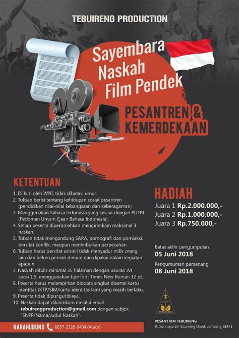 Sayembara Naskah Film Pendek Pesantren Dan Kemerdekaan Tebuireng Online