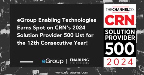 Egroup Enabling Technologies Earns Spot On Crns Solution Provider