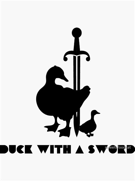 Duck With A Sword Black And White Sticker For Sale By Sweetsfoodcat