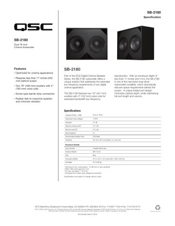 QSC SB 2180 Spec Sheet Manualzz