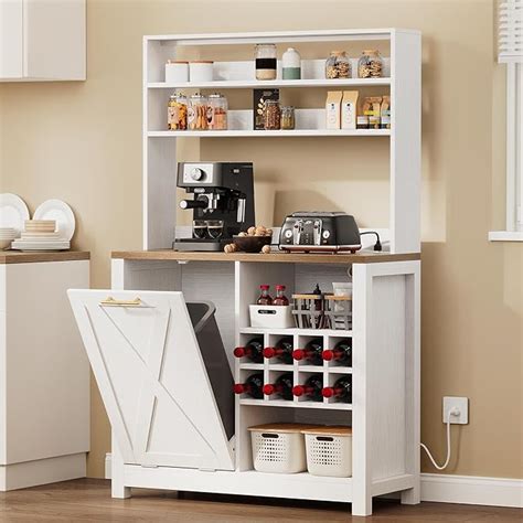 Amazon Dwvo Bakers Rack With Storage And Power Outlet Tall