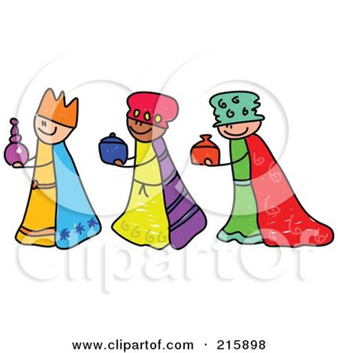 Royalty-Free (RF) Clipart Illustration of a Childs Sketch Of Three Magi Kids by Prawny #215898