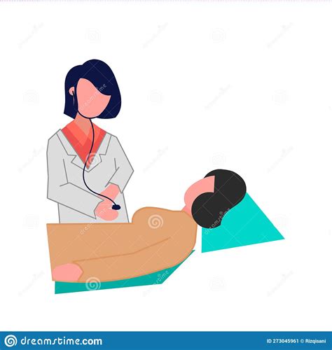 Doctor Examining A Patient With A Stethoscope Flat Vector Illustration