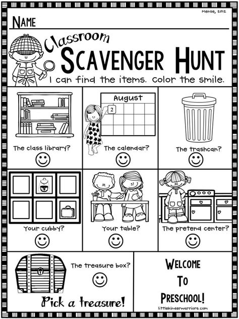 Open House Scavenger Hunt Freebie For Preschool Kindergarten