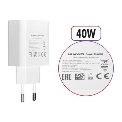 Huawei Chargeur 40W Charge Turbo Charge Rapide Avec Cable Type C Fiche