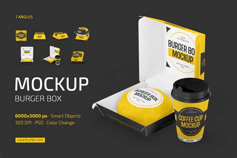 Burger Box Mockup Set Creative Market