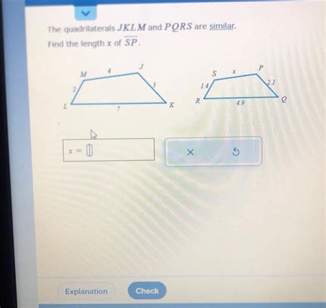 Solved The Quadrilaterals JKLM And PQRS Are Similar Find Chegg