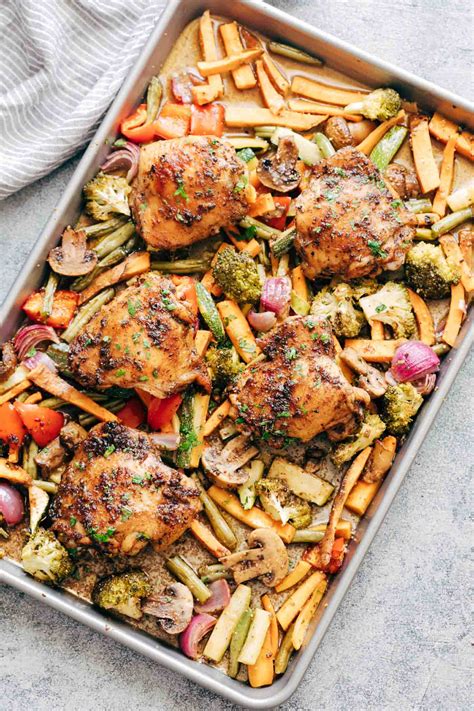 Sheet Pan Honey Balsamic Chicken Thighs With Veggies Gluten Free