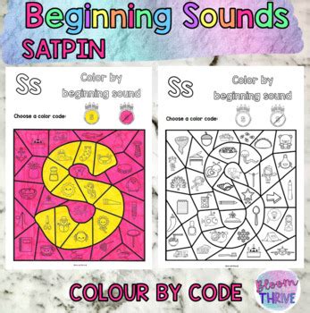 Satpin Beginning Sounds No Prep Colour By Code Worksheets By Bloom And