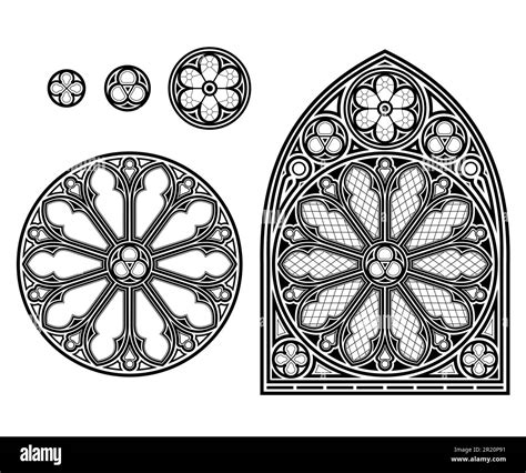 Medieval Gothic Stained Glass Cathedral Window Set Stock Vector Image And Art Alamy