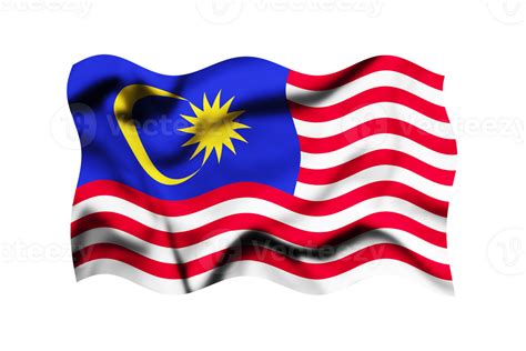 Waving the flag of Malaysia on a transparent background. 3d rendering ...