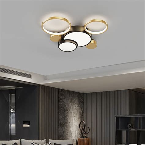 Geometric Flush Mount Led Ceiling Light In Gold Black Homary