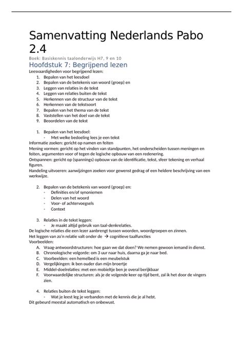 Samenvatting Basiskennis Taalonderwijs Pabo Nederlands Kennis Basis