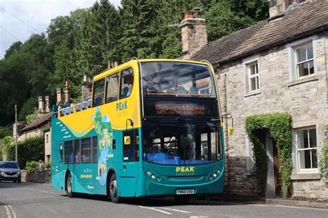 Open Top Peak Sightseer Bus Service Stopping At Chatsworth And Monsal