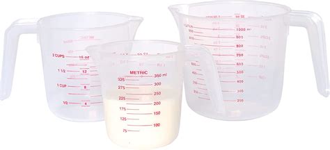 Kitchencraft Universal Measuring Jug Set Plastic And Lightweight For Wet And Dry Ingredients