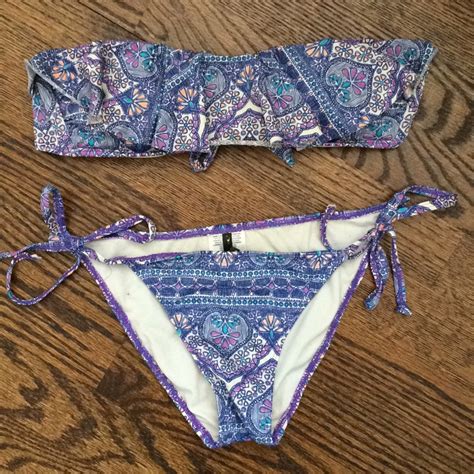 Oneill Swim Set Bikini Purple Print Pattern Gem