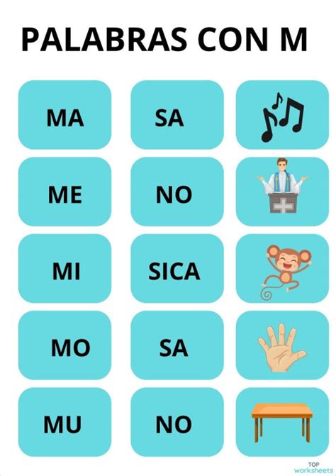 Palabras Con M Ficha Interactiva Topworksheets