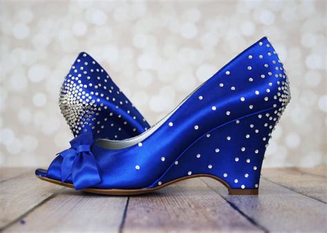 Wedding Shoes Royal Blue Wedge Wedding By Designyourpedestal