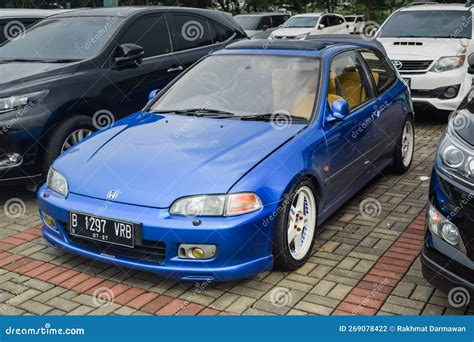 Modified Blue Honda Civic EG6 Displayed in Parking Lot Editorial ...