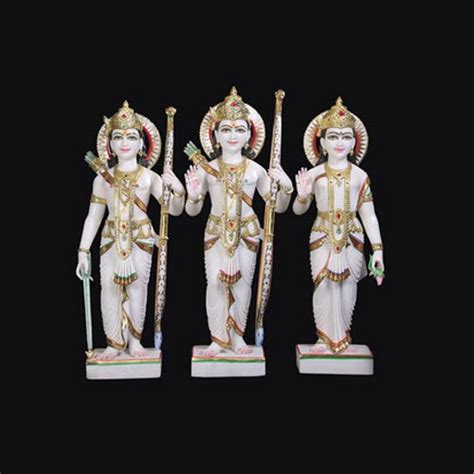 Painted Hindu Multicolor Ram Darbar Marble Statue For Worship Size 1