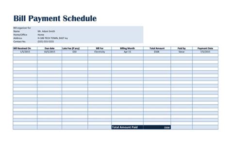 52 Free Payment Schedule Templates Excel Word Templatelab