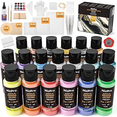 Amazon Nicpro Colors Oz Metallic Acrylic Pour Paint Supplies