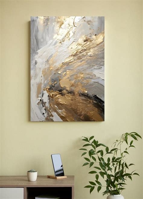 Abstract Framed Wall Art, Modern Brown Hanging Wall Décor, Large Oil ...