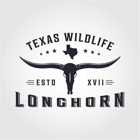 Texas Longhorn Logo Country Western Bull Cattle Vintage Retro Logo