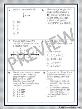 Eog Review Th Grade Math Test Prep By My Math Teacher Heart