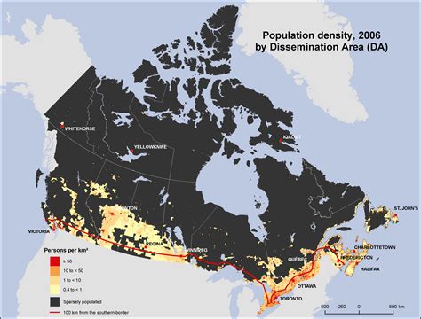 Population Density, Canada, 2006