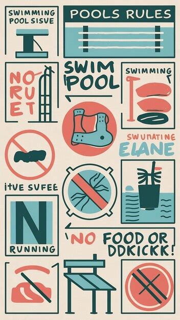 Premium Photo Swimming Pool Rules Icons And Symbol For Pool