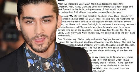 Zayn Malik Quits One Direction Read Full Statement Here Mirror Online