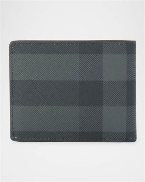 Burberry Mens Leather Check Bifold Wallet Neiman Marcus