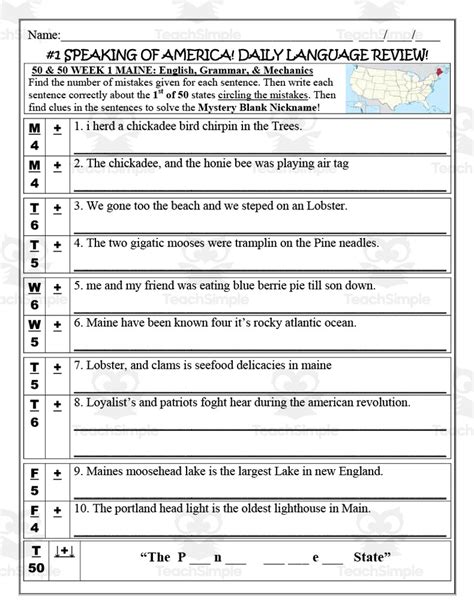 Speaking Of America Daily Language Review Packet By Teach Simple