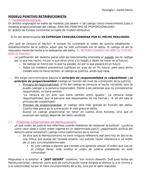 Modelo Punitivo Retribucionista Modelo Punitivo Retribucionista