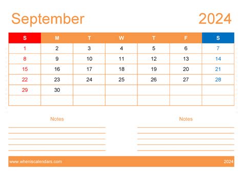 Free Blank September 2024 Calendar Monthly Calendar