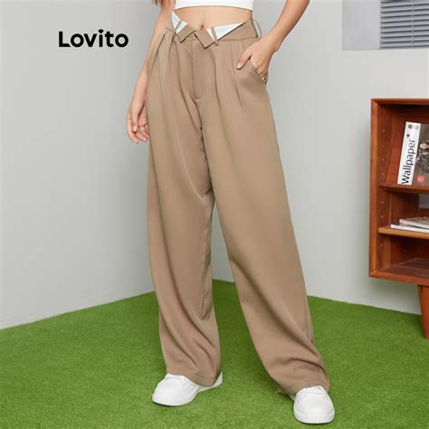 Lovito Casual Cal A Lisa Cor S Lida Perna Larga L Ad Khaki