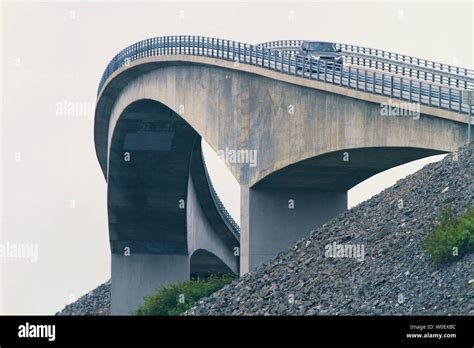 Europe Norway Atlantic Ocean Road Storseisundet Bridge Stock Photo