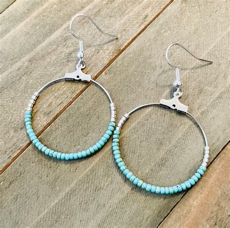 Beaded Hoop Earrings, Seed Bead Hoops, Seafoam Picasso Seed Bead Hoops, Earring Gift Shop, Boho ...