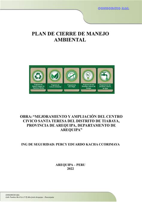 Informe De Cierre Manejo Ambiental Centro Civico Plan De Cierre De